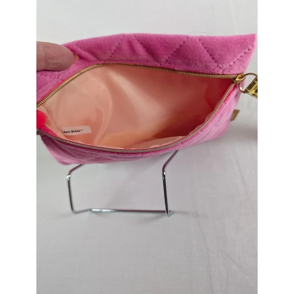 Ipsy Glam Pink Quilted Plush Zippered Bag Cosmetic Bag